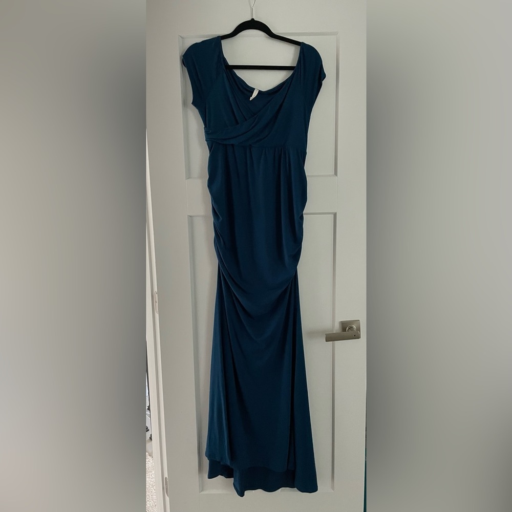 Dark Teal Off the Shoulder Maternity Dress